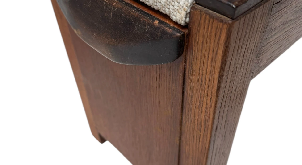 Art Deco Modernist Stool with De Ploeg fabric, 1920s